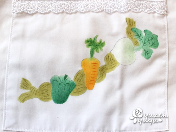 果物と野菜を手描き白いエプロン 3枚目の画像