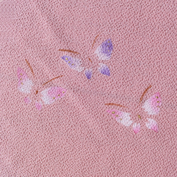 蝶々の型染のピンクの小風呂敷 3枚目の画像