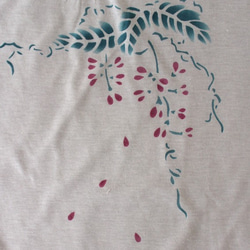 萩の型染め長袖Tシャツグレー 2枚目の画像
