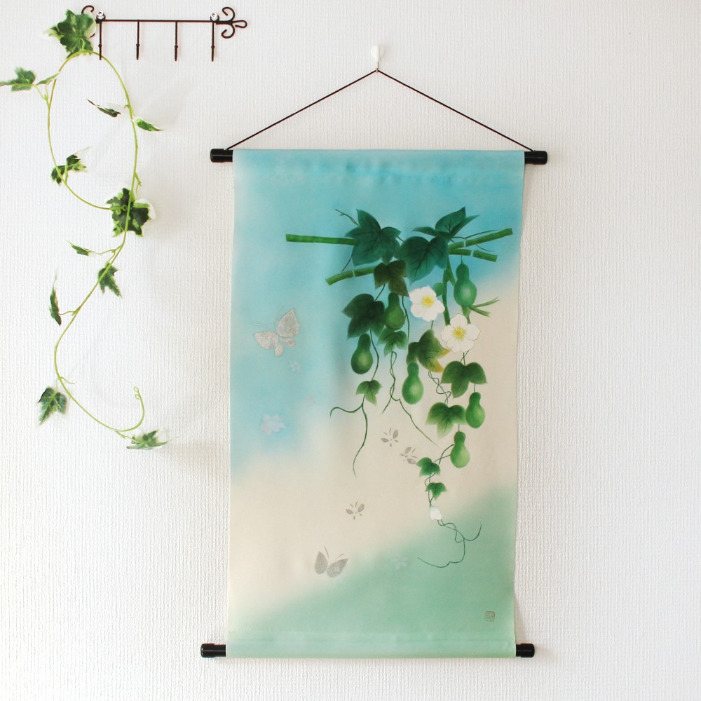 ひょうたんの手描きタペストリー