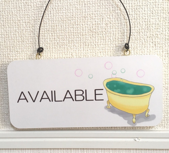 【再販オーダーお客様専用です】ドアノブプレート_お風呂使用中_英語版 2枚目の画像