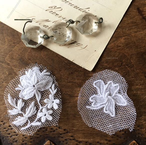 貴重　フランスアンティーク 手刺繍　モチーフ　ホワイトワーク 　ボネ 2 貴重フランスアンティーク 手刺繍モチーフホワイトワーク ボネ 2