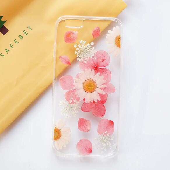 本物のお花 押し花を使用した iphone 5/5s 6/6s スマホケース アンミ・マユス 紫陽花 2枚目の画像