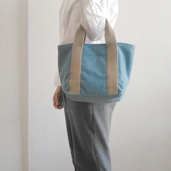 【SALE】鮮やかなブルーのミニトートバッグ(帆布・ヴィンテージ風加工) 5枚目の画像