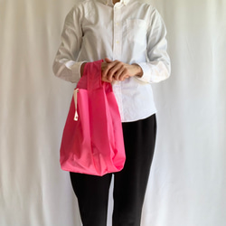 【新色・ピンク】ナイロンタフタ・シンプルエコバック・Mサイズ【コンビニ・レジ袋型・撥水・軽量】 1枚目の画像