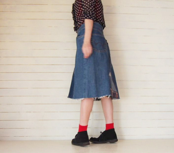 リメイクデニムスカート　ブルー　ＥＷ30 5枚目の画像