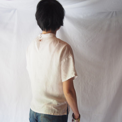 【預購】白色亞麻T恤衫 第8張的照片