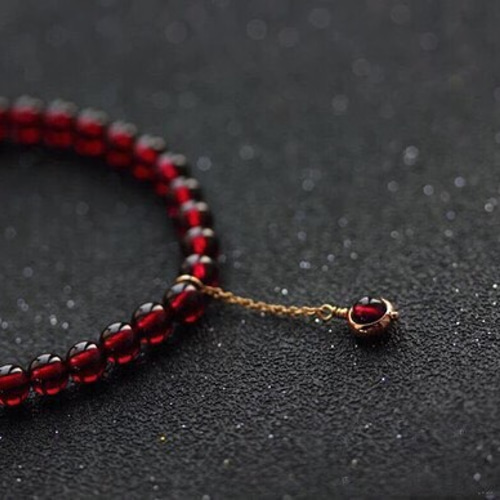 14kgf  秋色天然石ブレスレット◝✩ 秋彩のブレスレット」ルビーxストロベリークォーツxロードライト