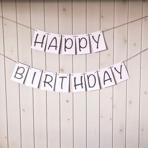 シンプル 手書き風 Happy Birthdayガーランド ガーランド RosySherry