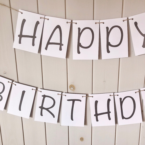 シンプル 手書き風 Happy Birthdayガーランド ガーランド RosySherry
