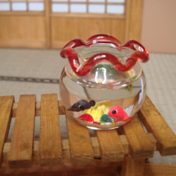 ミニチュア金魚鉢(赤) 1枚目の画像