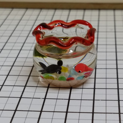 ミニチュア金魚鉢(赤) 2枚目の画像