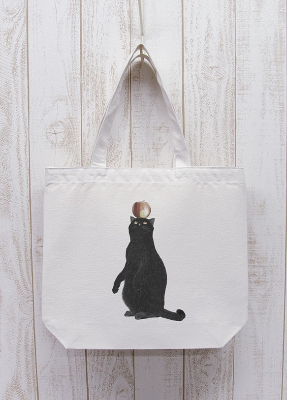 黑貓郊遊手提袋蘋果（天然）/ R003-BT-NA 第1張的照片