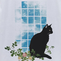 佇む黒猫　窓辺NOON（ホワイト） / R029-T-WH 2枚目の画像