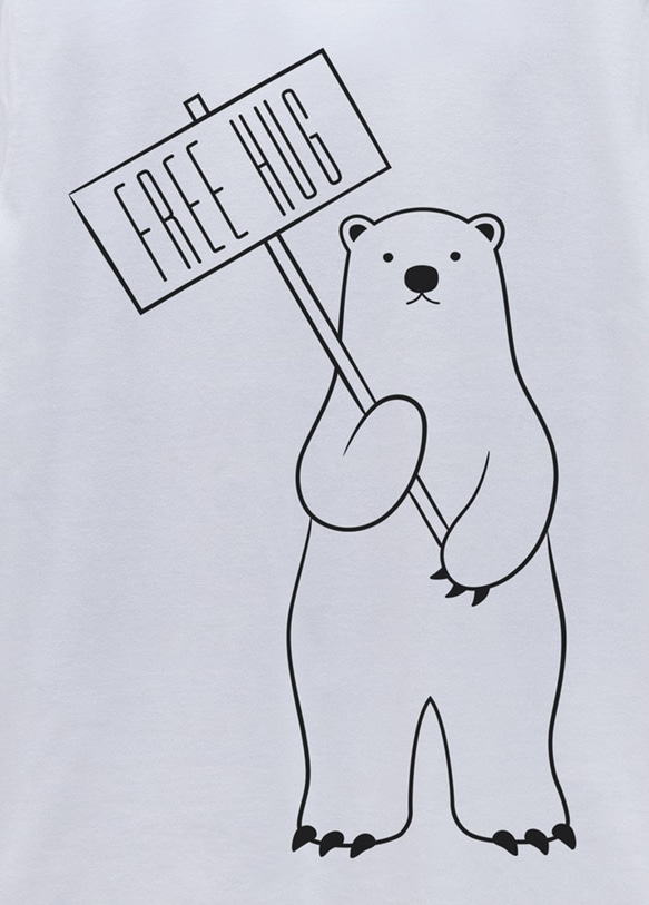 免費擁抱指南北極熊（白色）/ R011-T-WH 第2張的照片