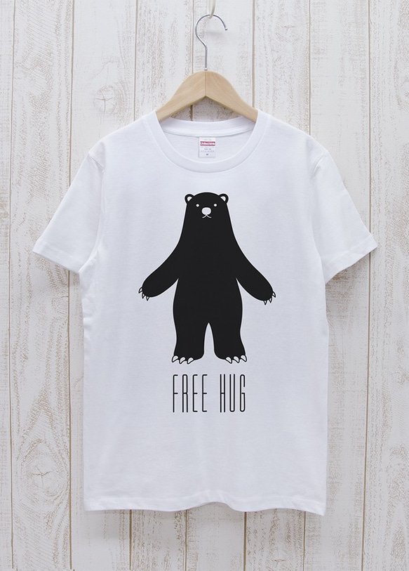 免費擁抱黑熊（白色）/ R014-T-WH 第1張的照片