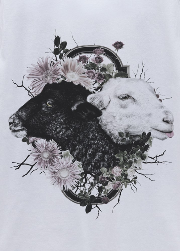 ronronSHEEP Tee　Flower Frame（ホワイト） / R034-T-WH 2枚目の画像