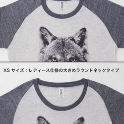 ronronWOLF T卹Raglan 3/4袖被稱為？（希瑟·白x希瑟·黑）/ R035-R-HWH 第4張的照片