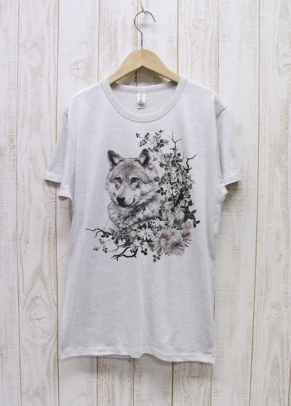 ronronWOLF Tee　Calld?（ヘザーホワイト） / R035-TT-HWH 1枚目の画像