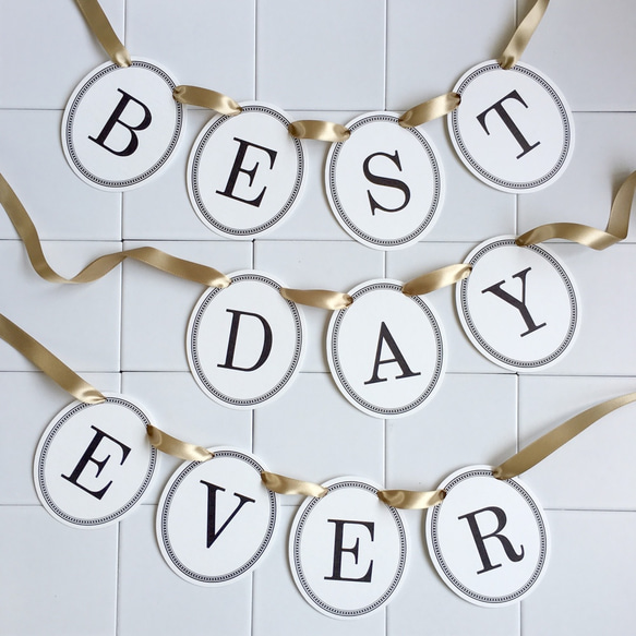 BEST DAY EVER banner. Choose ribbon color. Bunting garland. 第1張的照片