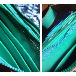 革のお財布ショルダーポーチ（麻の葉刺繍） 2枚目の画像