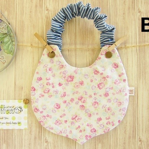 8重ガーゼ✾レースワッペン＆デニム風✾とんがりゴム紐両面スタイ