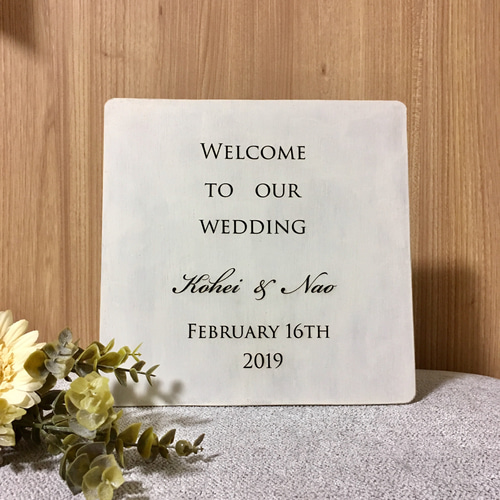 木のウェディングウェルカムボード＊スクエア＊23×23＊welcome