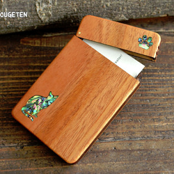 木製名刺入れマホガニー　【猫のシルエット】 2枚目の画像