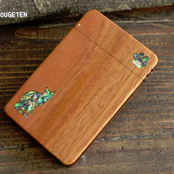 木製名刺入れマホガニー　【猫のシルエット】 3枚目の画像