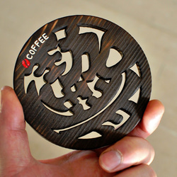 木製　珈琲コースター（焼ヒノキ） 4枚目の画像