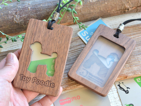 木製パスケース☆定期券☆【トイプードル（テディーベアカット）】 3枚目の画像
