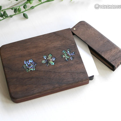 木製名刺入れ【雪の結晶～Snow Fantasy～】ウォールナット 2枚目の画像