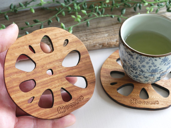 ウッドコースター【レンコン】小サイズ 1枚目の画像