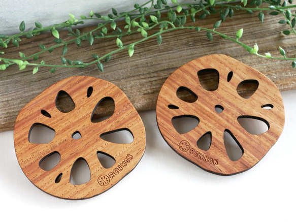 ウッドコースター【レンコン】小サイズ 4枚目の画像