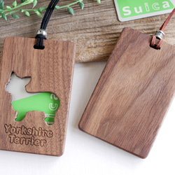 木製パスケース【ヨークシャーテリア】Yorkshire Terrier　ウォールナット 4枚目の画像