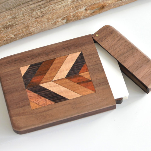 木製名刺入れ 寄木細工【ヘリンボーンA】ウォールナット 名刺入れ