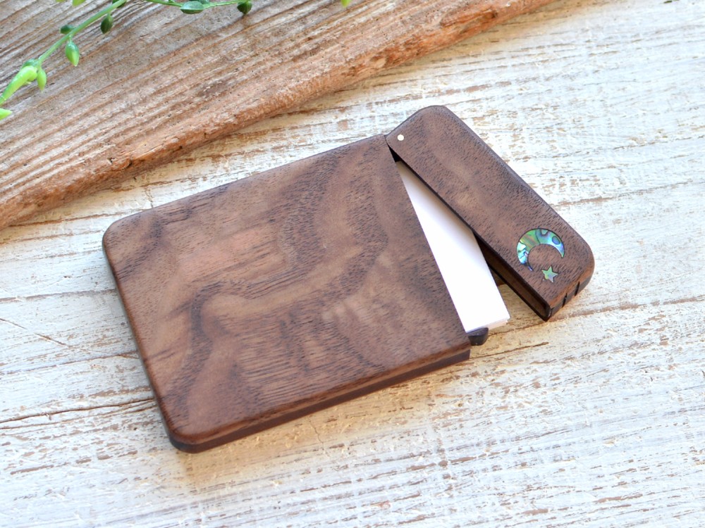 木製名刺入れ【シェル/Dear Moon】ウォールナット