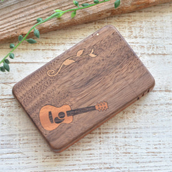 木質名片夾【吉他&amp;葉】胡桃木 第4張的照片