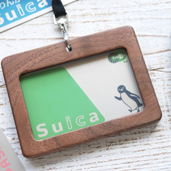 木製『社員証ケース』横向きアクリル窓【歩く猫】 3枚目の画像