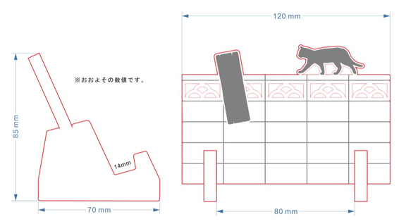 「走在柵欄上的貓」木製智慧型手機支架 第8張的照片