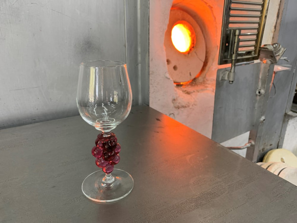 A366 アンティーク吹きガラス グラグヴール カットガラス 葡萄紋様 鉢