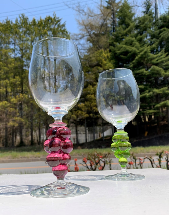 -葡萄のワイングラス・白葡萄【吹きガラス・手作り・ワイングラス】- 3枚目の画像