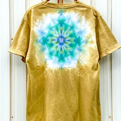 Hippies Dye☆Ｔシャツ Mサイズ タイダイ曼荼羅☆ マスタード HD12-16 3枚目の画像