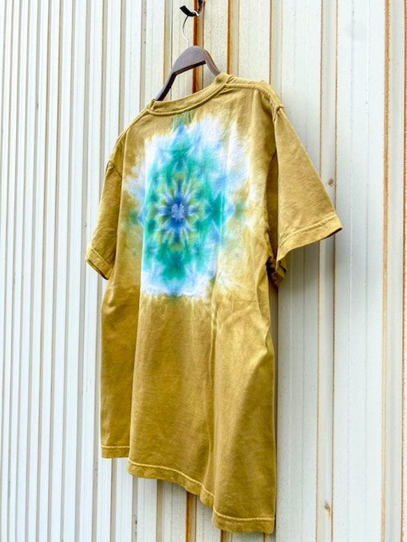 Hippies Dye☆Ｔシャツ Mサイズ タイダイ曼荼羅☆ マスタード HD12-16 4枚目の画像