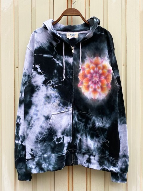 帥氣染色的最新作品！ ！！紮染 Mandala Hoodie ☆ M size 黑色 HD12-47 第3張的照片