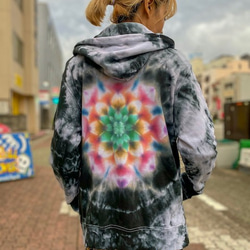 帥氣染色的最新作品！ ！！紮染 Mandala Hoodie ☆ M size 黑色 HD12-47 第6張的照片