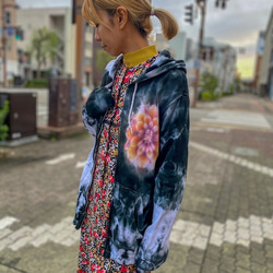 帥氣染色的最新作品！ ！！紮染 Mandala Hoodie ☆ M size 黑色 HD12-47 第8張的照片