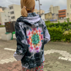 帥氣染色的最新作品！ ！！紮染 Mandala Hoodie ☆ M size 黑色 HD12-47 第9張的照片