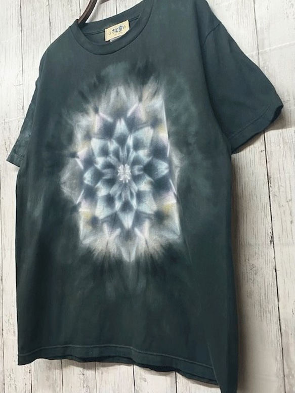 Hippies Dye☆Ｔシャツ Mサイズ タイダイ曼荼羅☆ 淡墨桜 ブラック HD12-68 6枚目の画像