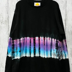 HIPPIES DYE タイダイ染め 長袖Ｔシャツ♪ ブラック HD13-05 XL 1枚目の画像